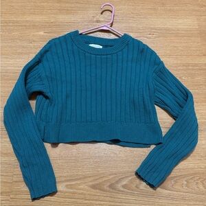 La Hearts Teal Ribbed Sweater